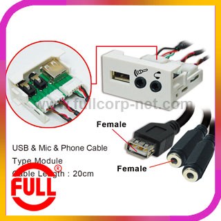 FA-2420-USB-A+MIC+PHJ(F F)-PH-20CM